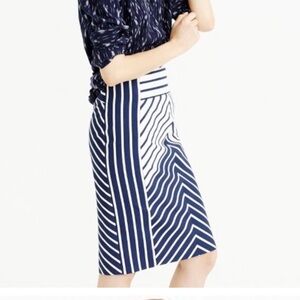 J. Crew Blue and White Patterned Pencil Skirt